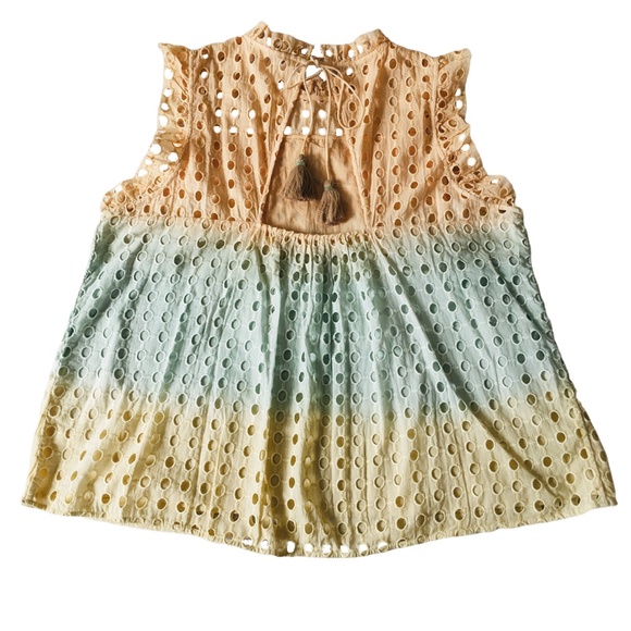 Ollari Ruffled Eyelet Tank Blouse Shirt XL Anthropologie - Picture 2 of 13